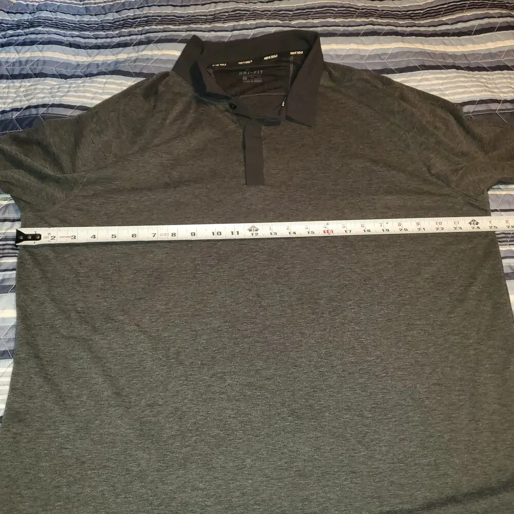 Nike Golf Dri-FIT Long Sleeve Polo Men's XXL Gray Black Performance Shirt